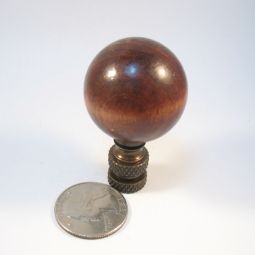 Lamp Finial:  Brown Wooden Ball. 2" overall