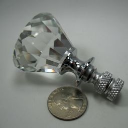 Lamp Finial Large Crystal Prism Silver Hardware