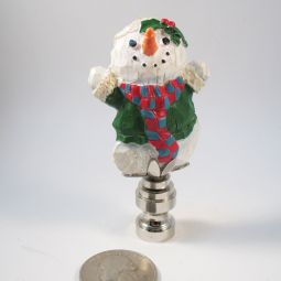 Lamp Finial Cute Snowman Hand Painted