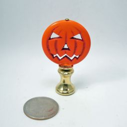 Lamp Finial Small Round Flat Stone Pumpkin