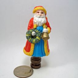 Finial: Small Santa Bell and Wreath.  3" overall