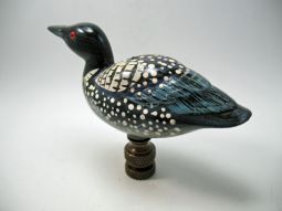 Lamp Finial Painted Wooden Loon