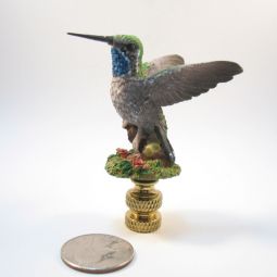 Lamp Finial Hummingbird Resin Painted
