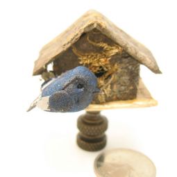 Lamp Finial Birdhouse and Blue Bird
