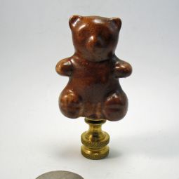 Lamp Finial Brown Ceramic Teddy Bear