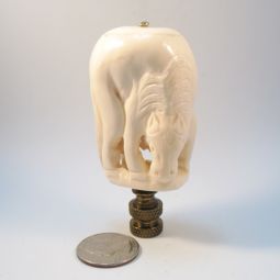Lamp Finial Asian Bone Horse 3 1/4" tall overall