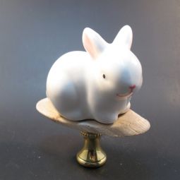 Lamp Finial White Ceramic Rabbit Bunny Easter