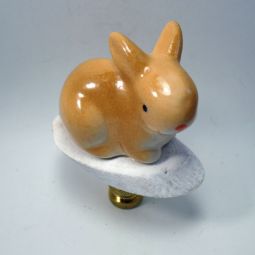 Lamp Finial  Tan Ceramic Easter Rabbit Bunny