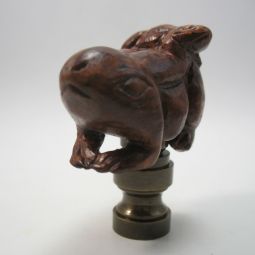 Lamp Finial  Carved Wooden Frog with Baby