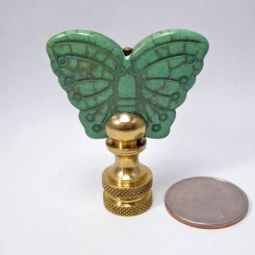 Lamp Finial Green Stone Butterfly