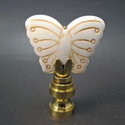 Lamp Finial White Stone Butterfly
