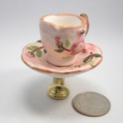 Lamp Finial Small Pink and White Teacup