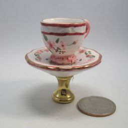 Lamp Finial Mini Pink and White Teacup