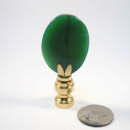 Lamp Finial Flat Green Oval Stone