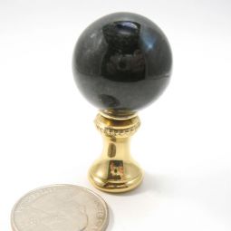 Lamp Finial Black Glass Brass Hardware