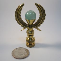 Lamp Finial Wreath in Hand Aqua Glass Ball