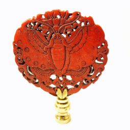 Lamp Finial Large Red Disk Butterfly