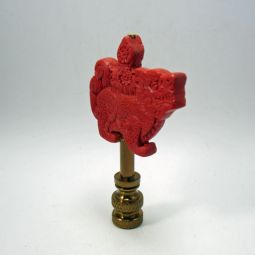 Lamp Finial Red Cinnabar Temple Lion