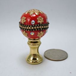 Lamp Finial Red Fancy 25mm Ball