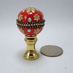 Lamp Finial Red Fancy Ball