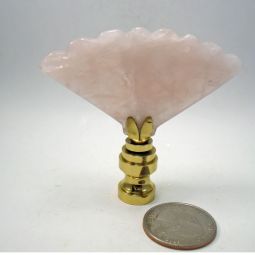 Lamp Finial Rose Quartz Stone Fan 2 1/2" tall overall