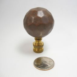 Lamp Finial Lg Brown Ceramic Faceted Ball Sphere