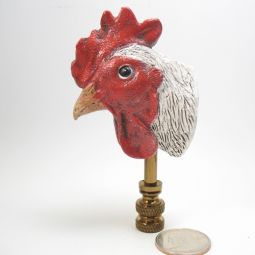 Lamp Finial Red and White Rooster