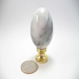 Lamp Finial Gray and White Marble Egg