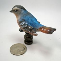 Lamp Finial Small Blue Bird Painted Resin