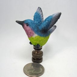 Lamp Finial Colorful Painted Resin Hummingbird