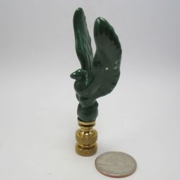 Lamp Finial Dark Green Ceramic Eagle