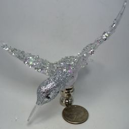 Lamp Finial Clear Plastic Novelty Glitter Bird