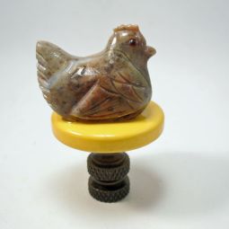 Lamp Finial Carved Stone Chicken