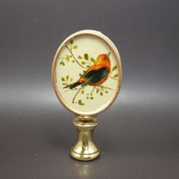 Lamp Finial Small Oval Orange Bird