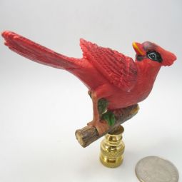 Lamp Finial Red Resin Painted Cardinal