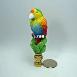 Lamp Finial Parrot Resin and Brass Colorful