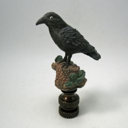 Lamp Finial Black Classic Crow Bird