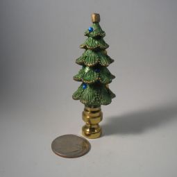 Lamp Finial  Bright Green Gold  Christmas Tree