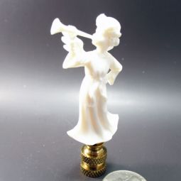 Lamp Finial White Resin Angel with Horn