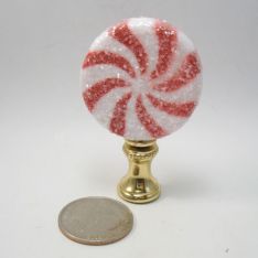 Lamp Finial Christmas Candy Red/White