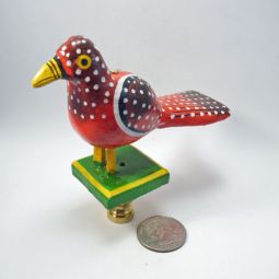 Lamp Finial Painted Bird Wooden