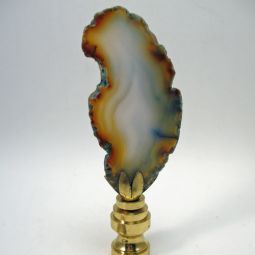 Lamp Finial Polished Agate Slice Gray and Rust
