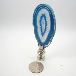 Lamp Finial Geode Stone Agate Slice Blue