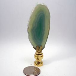Lamp Finial Sage Green Geode Slice Agate