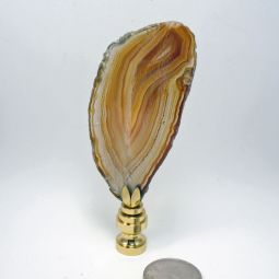 Lamp Finial Tan Stone Agate Geode Slice