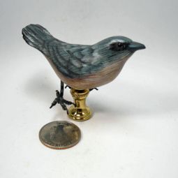 Lamp Finial Carved Painted Bluebird