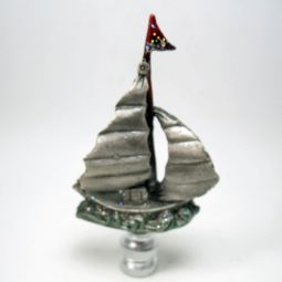 Lamp Finial Nautical Pewter Sailboat