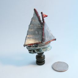 Lamp Finial Pewter Metal Sailboat