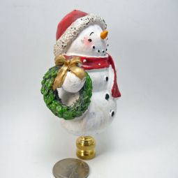 Lamp Finial Snowman with Wreath