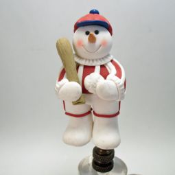 Lamp Finial Snowman Baseball Player Christmas